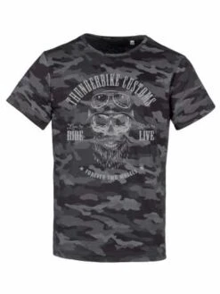Thunderbike T-Shirt Bearded Skull Schwarz/grau