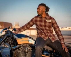 Thunderbike Herren Flanellhemd Karo Cherry/honey -Motorradzubehör 19 32 1197v 31