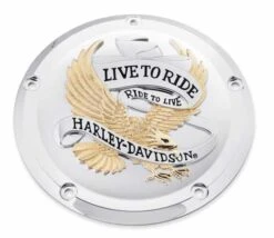 Harley Davidson Derby Deckel Live To Ride Gold & Chrom