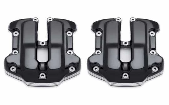 Harley Davidson Defiance Obere Rocker Abdeckungen, Schwarz Cut 3 Harley Davidson Defiance Obere Rocker Abdeckungen, Schwarz Cut