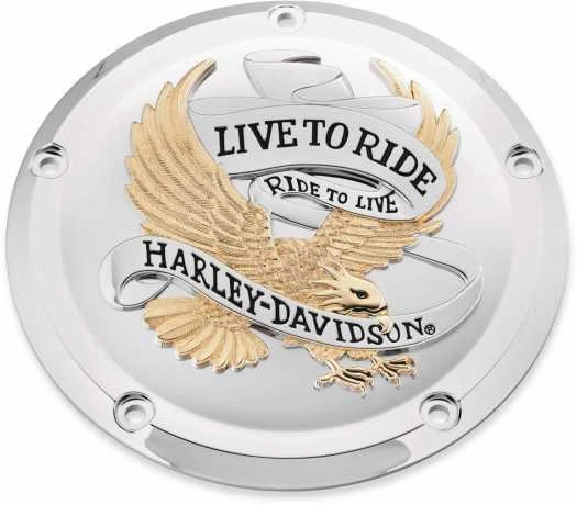 Harley Davidson Live To Ride Derby Deckel Gold&chrom 3 Harley Davidson Live To Ride Derby Deckel Gold&chrom