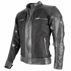 By City Sahara Leder & Mesh Jacke Schwarz
