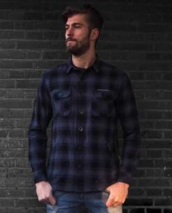 MCS Worker Flanel Hemd Schwarz/grau