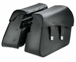 Harley Davidson Abnehmbare Ledersatteltaschen Smooth, Schwarz