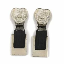 Ryder Front Stirrups Boot Clips Heart/Skull Chrome