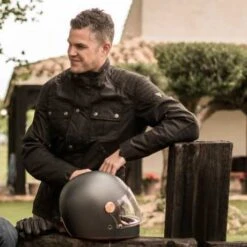 By City Belfast Waxed Jacke Schwarz -Motorradzubehör 919592v 31