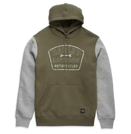 Harley-Davidson Hoodie Wrench Crew Hoodie Colorblocked Grape Leaf Grün 3 Harley-Davidson Hoodie Wrench Crew Hoodie Colorblocked Grape Leaf Grün