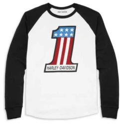 Harley-Davidson Reglan Longsleeve #1 Race Schwarz/weiß