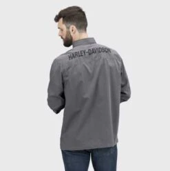 Harley-Davidson Hemd Block Font Solid Mechanics Grau -Motorradzubehör 96070 22vm 4