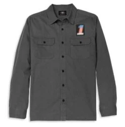 Harley-Davidson Hemd Block Font Solid Mechanics Grau