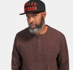 Harley-Davidson Henley Shirt Rally Racer Braun -Motorradzubehör 96089 23vm 3