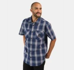 Harley-Davidson Kurzarmhemd Staple Poplin Karo Blau -Motorradzubehör 96163 23vm 3