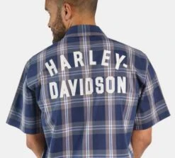 Harley-Davidson Kurzarmhemd Staple Poplin Karo Blau -Motorradzubehör 96163 23vm 4