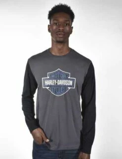 Harley-Davidson Longsleeve Contrast Sleeve Grau/schwarz -Motorradzubehör 96333 21vm 2