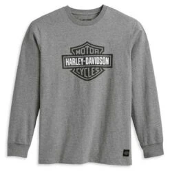 Harley-Davidson Longsleeve Bar & Shield Grau Meliert