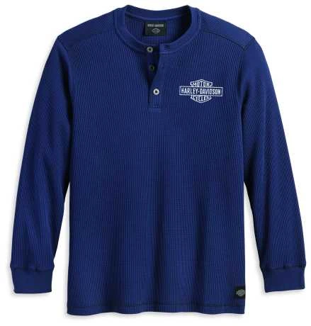 Harley-Davidson Thermal Henley Bar & Shield Blau 3 Harley-Davidson Thermal Henley Bar & Shield Blau