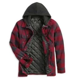 Harley-Davidson Hooded Shirt Onwards Karo Rot/grau -Motorradzubehör 96357 23vm 31