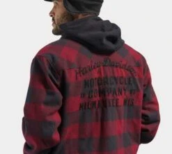 Harley-Davidson Hooded Shirt Onwards Karo Rot/grau -Motorradzubehör 96357 23vm 41