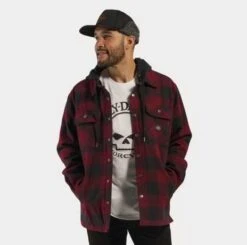 Harley-Davidson Hooded Shirt Onwards Karo Rot/grau -Motorradzubehör 96357 23vm 51