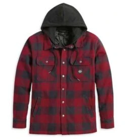 Harley-Davidson Hooded Shirt Onwards Karo Rot/grau
