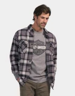 Harley-Davidson Hemd Essence Flannel Schwarz/grau 7 Harley-Davidson Hemd Essence Flannel Schwarz/grau -Motorradzubehör 96360 23vm 31