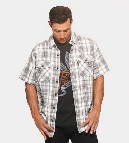 Harley-Davidson Kurzarmhemd Genuine Karo Grau 5 Harley-Davidson Kurzarmhemd Genuine Karo Grau – Bild 3