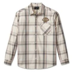 Harley-Davidson Hemd Classic Bar & Shield Karo Off-white