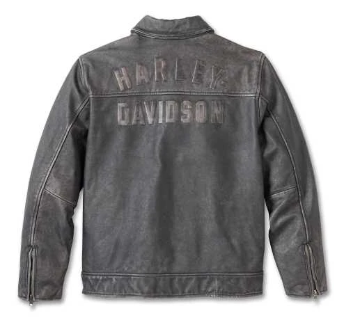 Harley-Davidson Lederjacke Gas & Oil Vintage Schwarz 4 Harley-Davidson Lederjacke Gas & Oil Vintage Schwarz – Bild 2