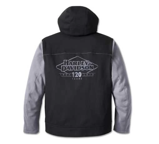 Harley-Davidson Riding Hoodie 120th Anniversary Deflector Schwarz/grau 4 Harley-Davidson Riding Hoodie 120th Anniversary Deflector Schwarz/grau – Bild 2
