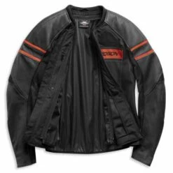 Harley-Davidson Lederjacke Brawler Schwarz & Orange -Motorradzubehör 98004 21eh 31
