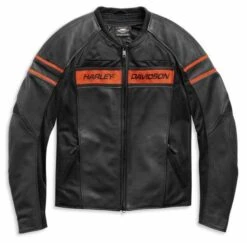 Harley-Davidson Lederjacke Brawler Schwarz & Orange