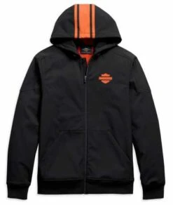Harley-Davidson Hooded Jacke Vertical Stripe Schwarz & Orange