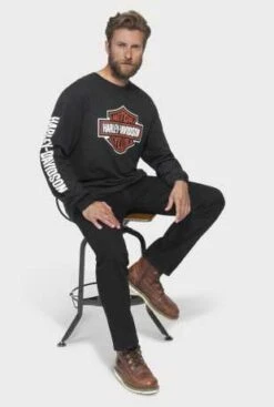 Harley-Davidson Bar & Shield Longsleeve Schwarz -Motorradzubehör 99010 22vm 3