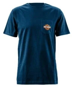Harley-Davidson T-Shirt Bar & Shield Pocket Blau