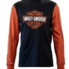 Harley-Davidson Longsleeve Colorblocked Bar & Shield Schwarz/orange -Motorradzubehör 99067 22vm harley1