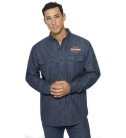 Harley-Davidson Jeanshemd Bar & Shield Blau 8 Harley-Davidson Jeanshemd Bar & Shield Blau -Motorradzubehör 99090 22vm 34