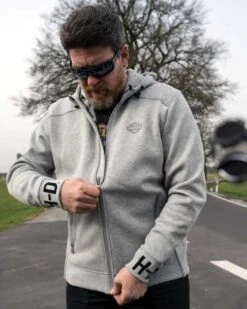 Harley-Davidson Zip Hoodie Rib-Knit Side Grau -Motorradzubehör 99093 20vh 31