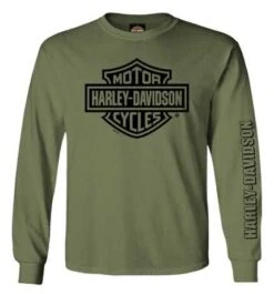 Harley-Davidson Longsleeve Bar & Shield 1 Oliv Grün