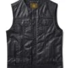 Roland Sands Lewis 74 Lederweste Schwarz -Motorradzubehör roland sands lewis74 black3